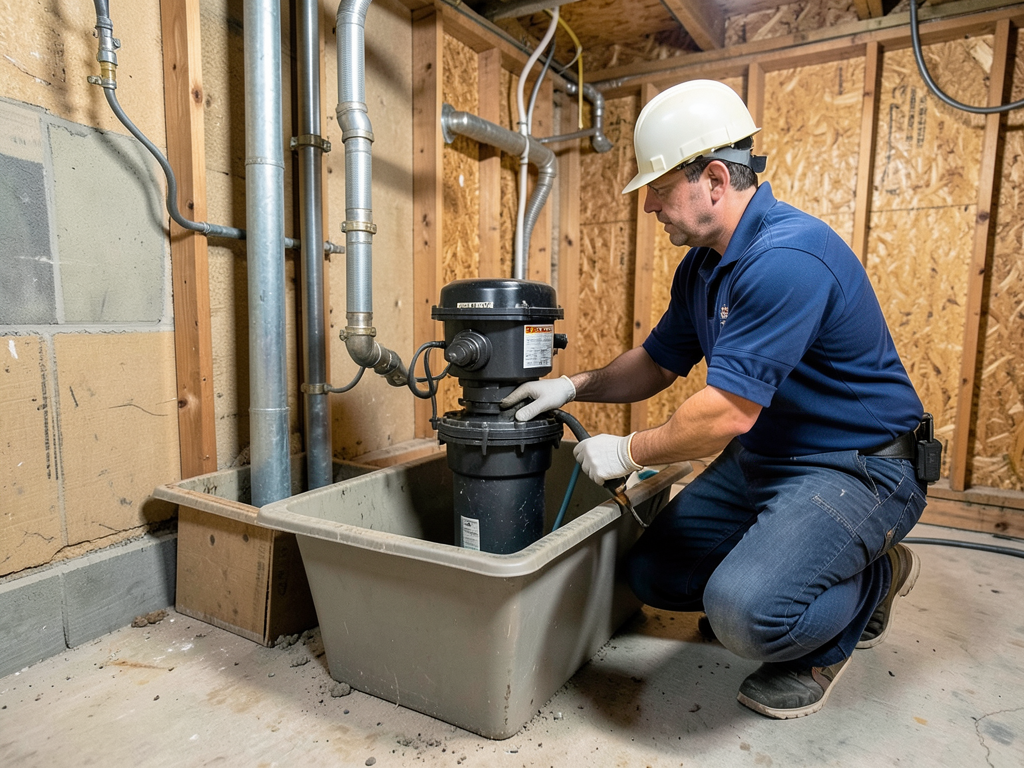 Heavy duty sump pump installation for flood prone